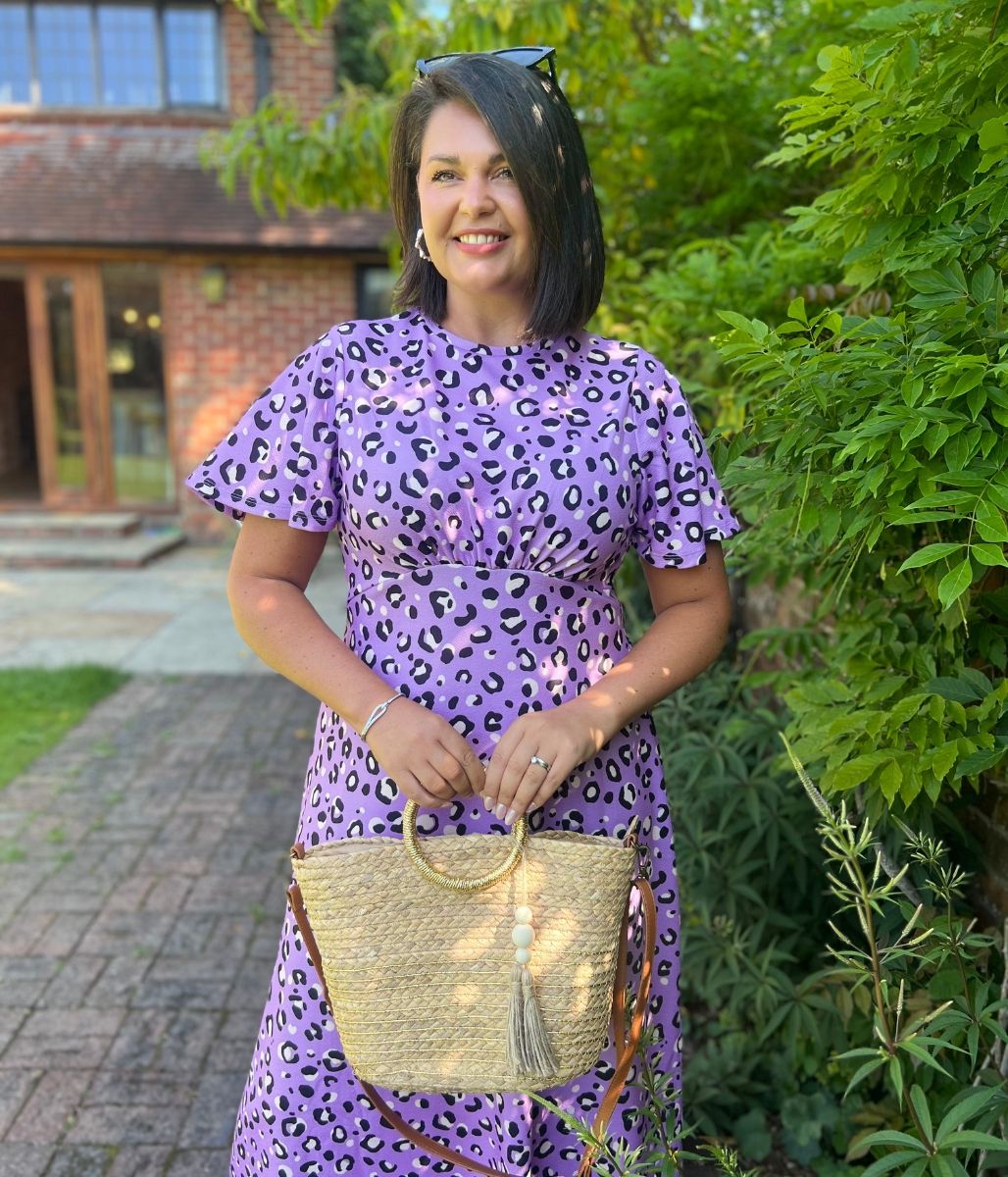 Lilac Leopard Print Kate Midi Dress
