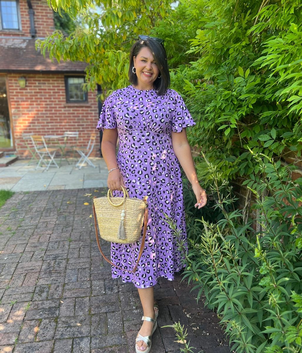 Lilac Leopard Print Kate Midi Dress