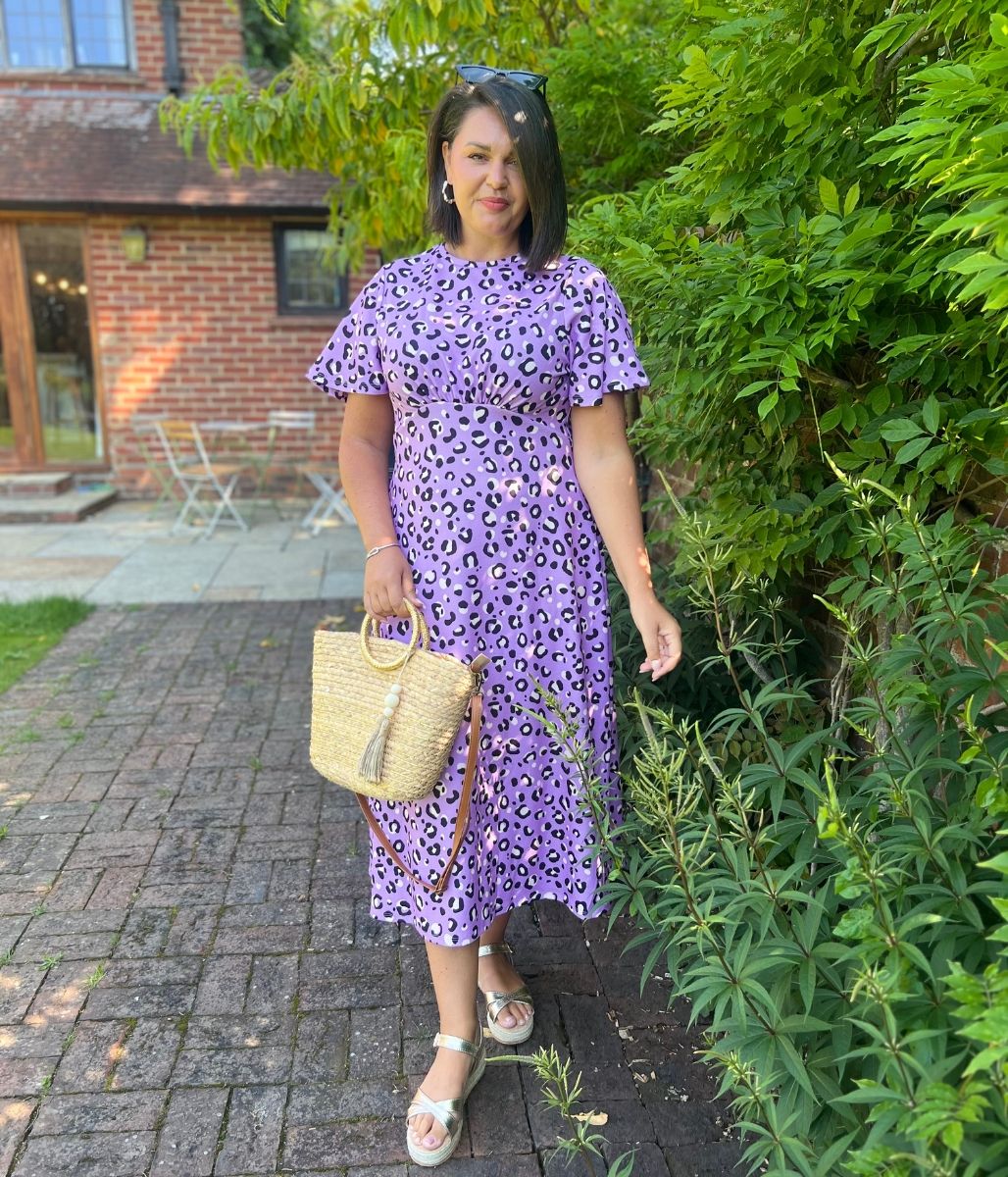 Lilac Leopard Print Kate Midi Dress