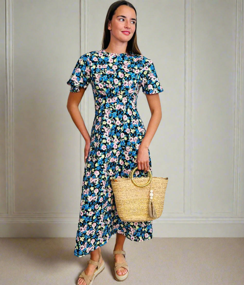 Vintage Floral Print Kate Midi Dress