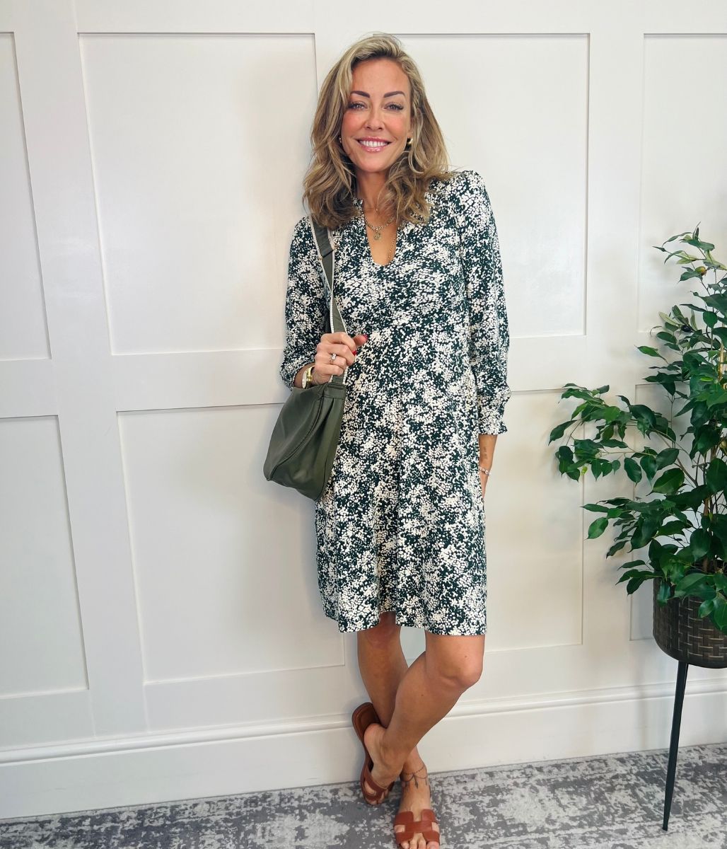 Green Print Clemence Dress