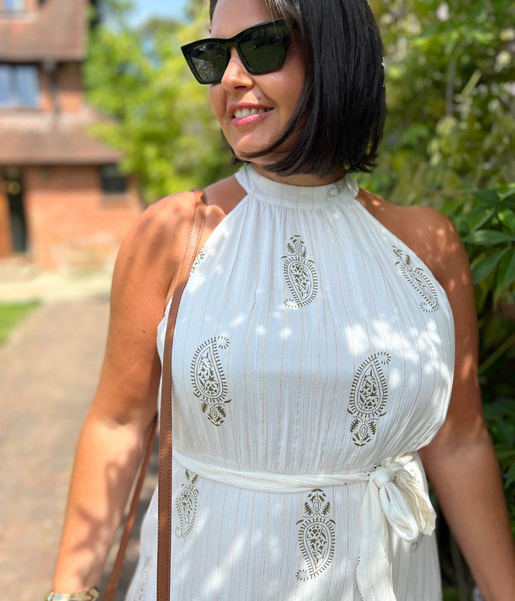 Ivory Halter Neck Maxi Dress