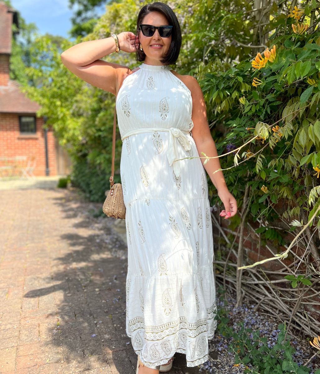 Ivory Halter Neck Maxi Dress