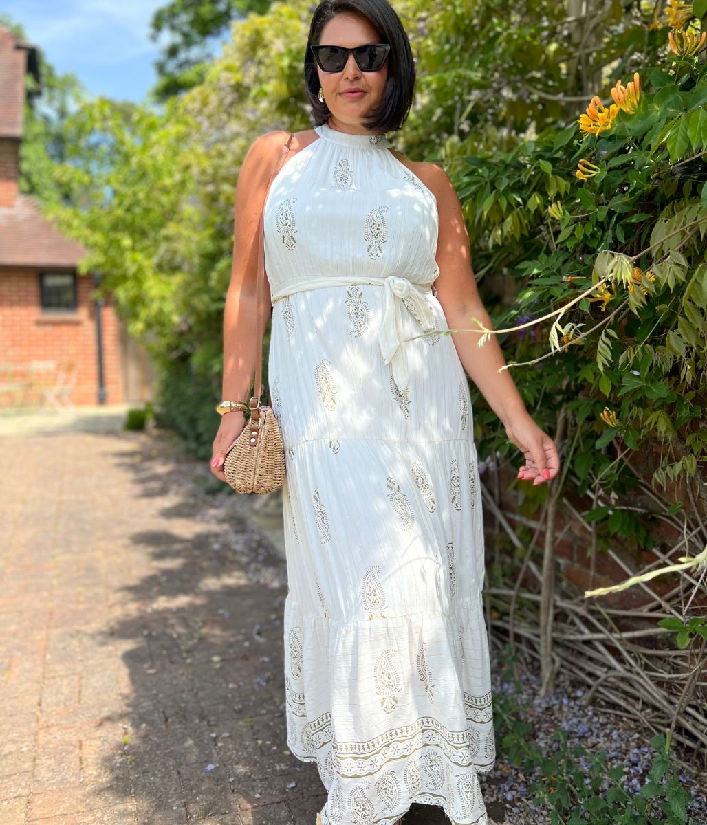 Ivory Halter Neck Maxi Dress