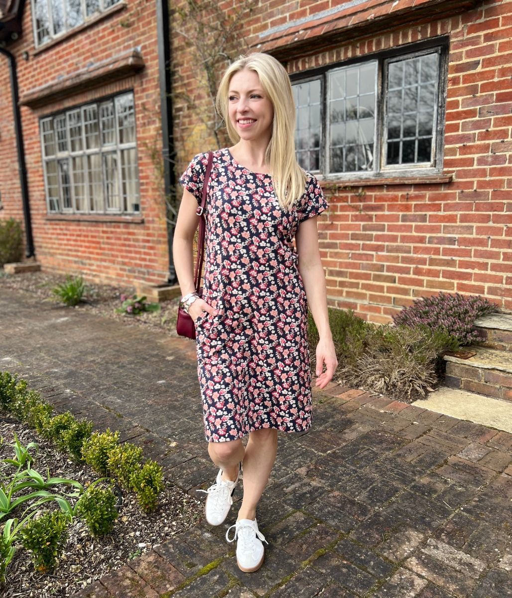 Navy Bloom Florida Cotton Jersey Dress