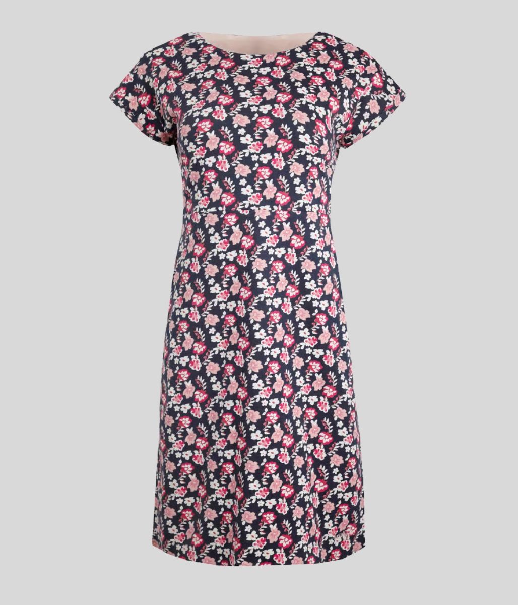 Navy Bloom Florida Cotton Jersey Dress