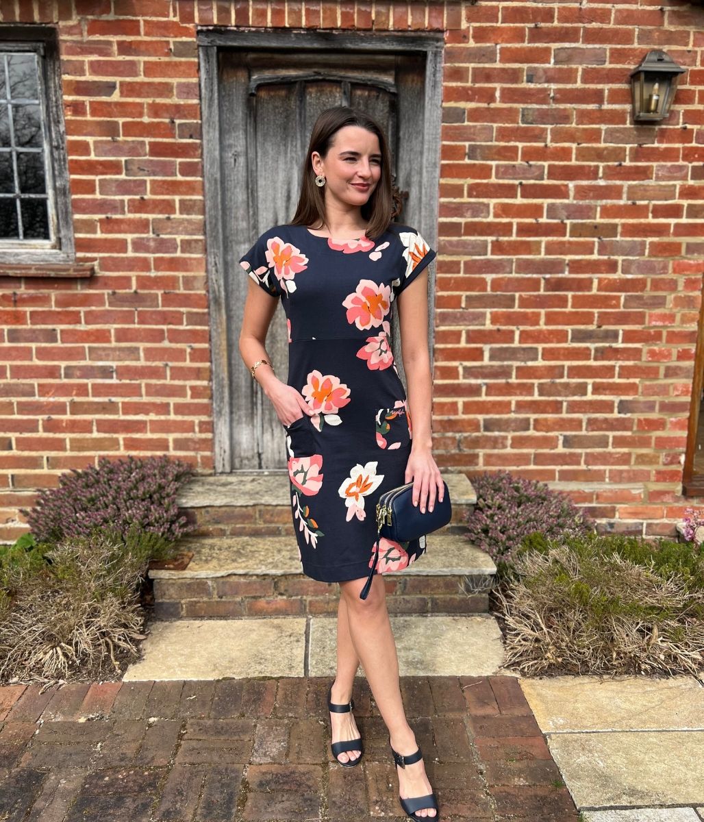 Navy Floral Tallahasee Cotton Jersey Dress