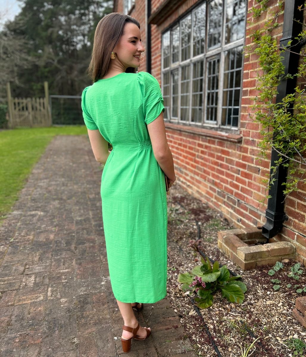 Green Button Through Midi Tea Dress