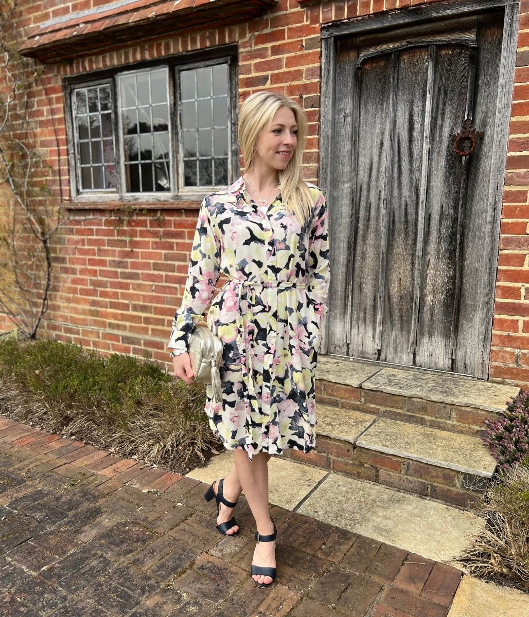 Floral Watercolour Long Sleeve Shirt Dress