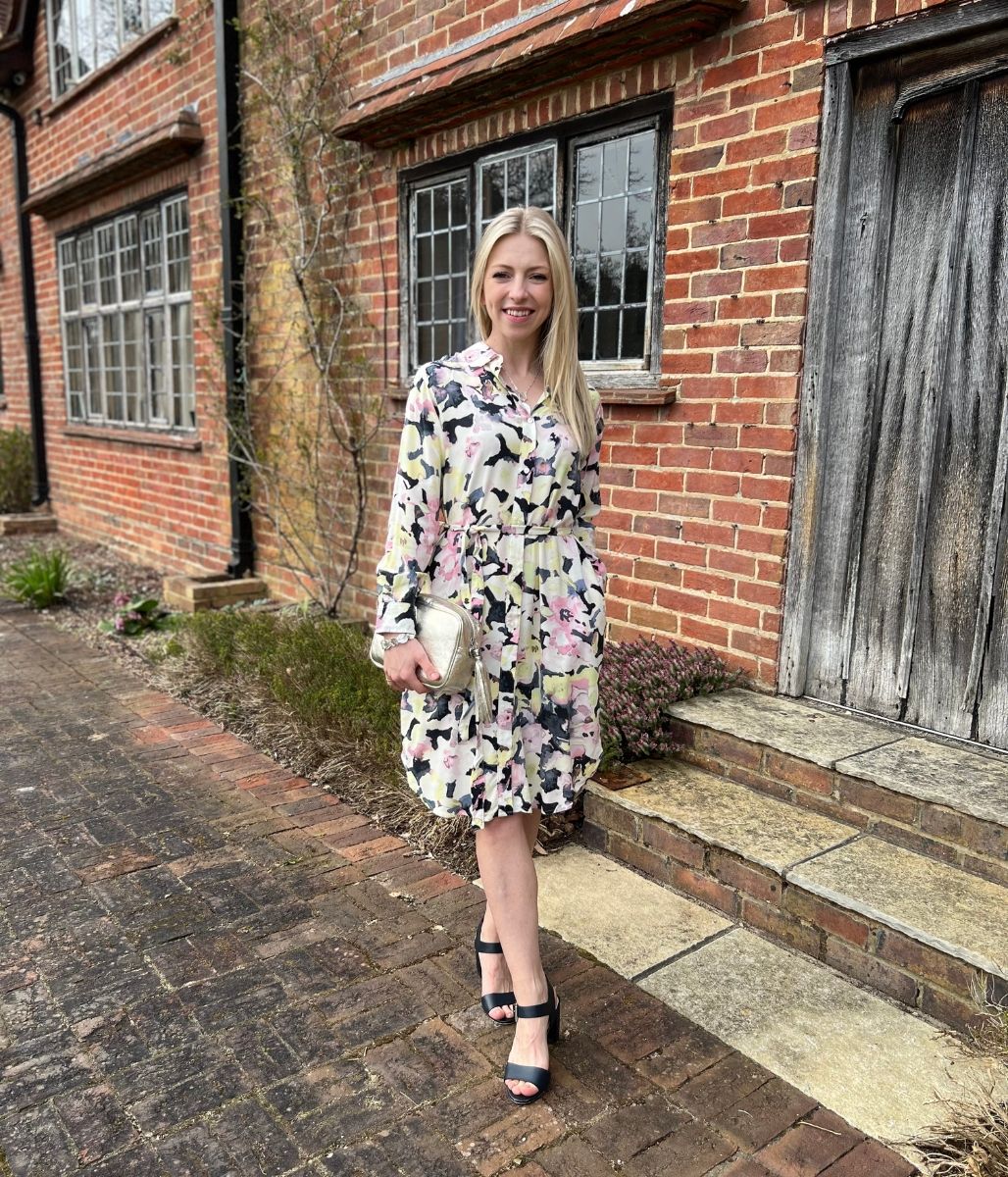 Floral Watercolour Long Sleeve Shirt Dress