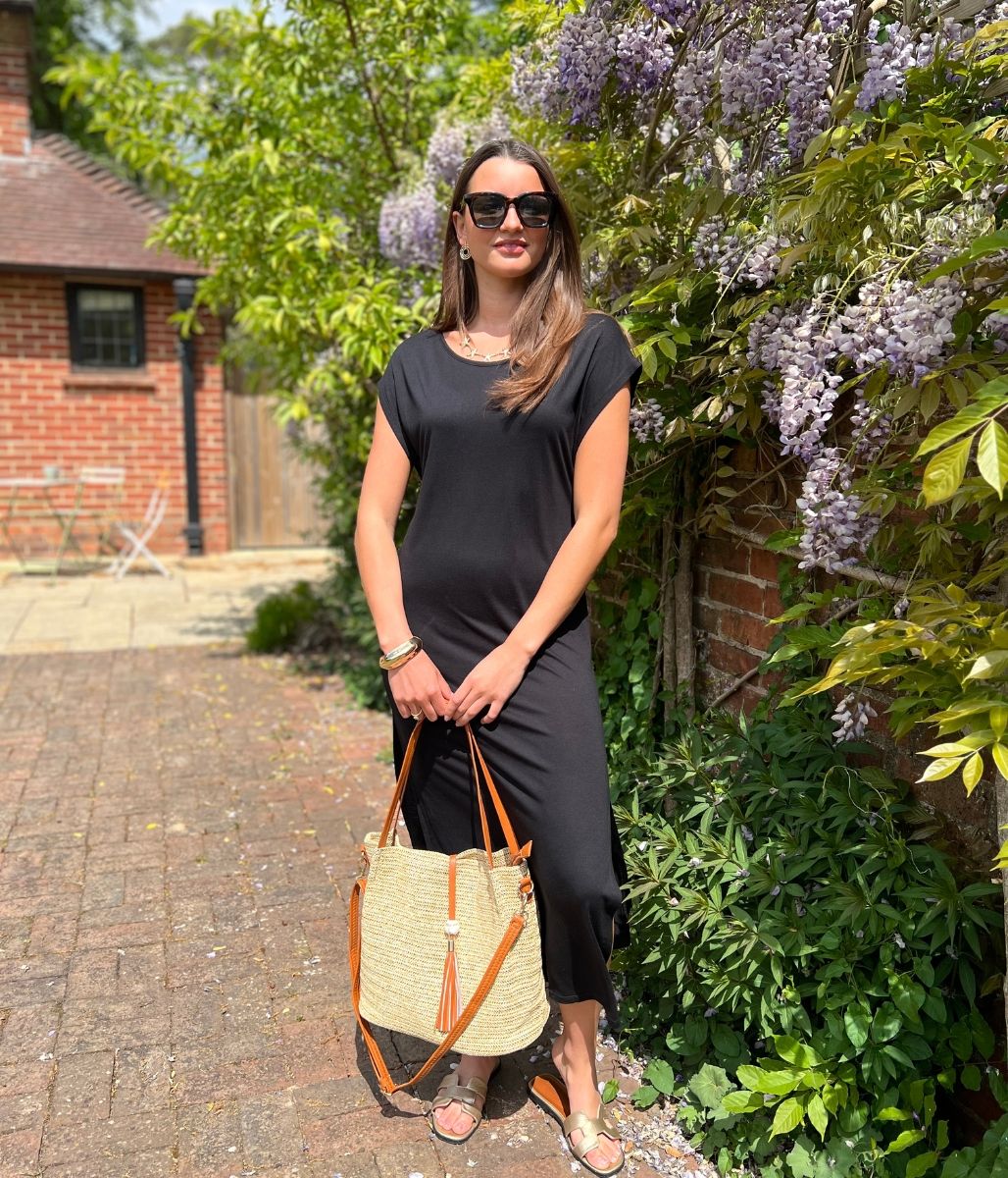 Black Casual Midi Dress