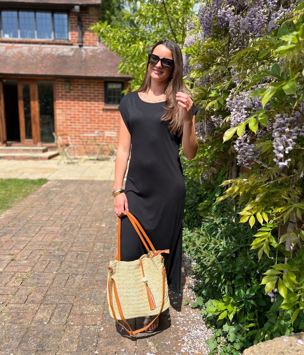 Black Casual Midi Dress