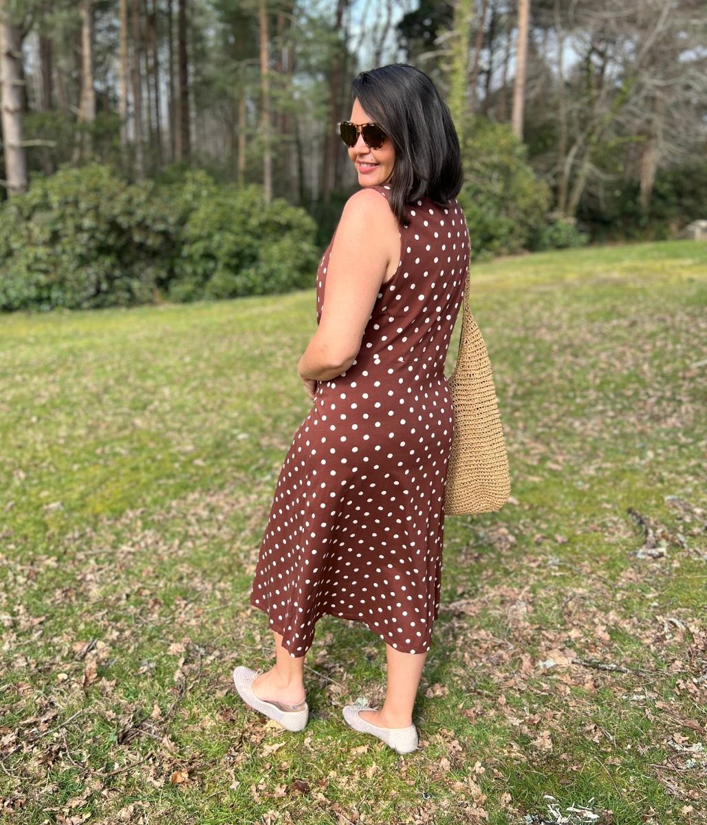 Paris Spot Sleeveless Midi Dress