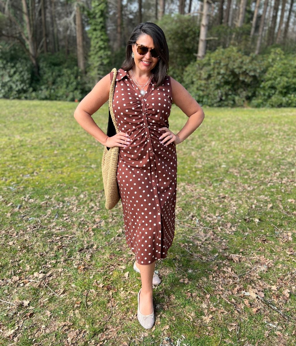 Paris Spot Sleeveless Midi Dress