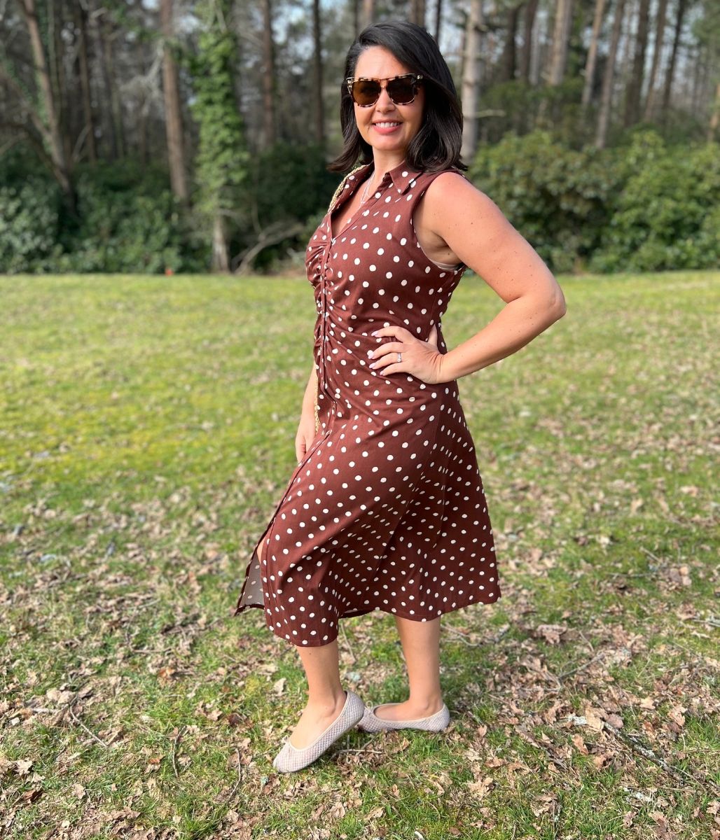 Paris Spot Sleeveless Midi Dress