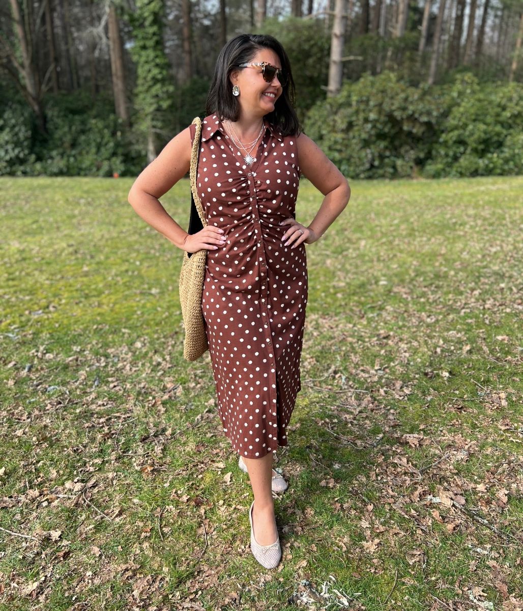 Paris Spot Sleeveless Midi Dress