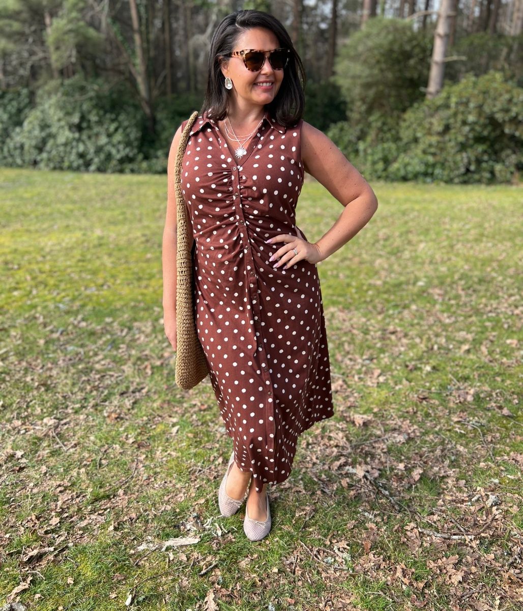 Paris Spot Sleeveless Midi Dress