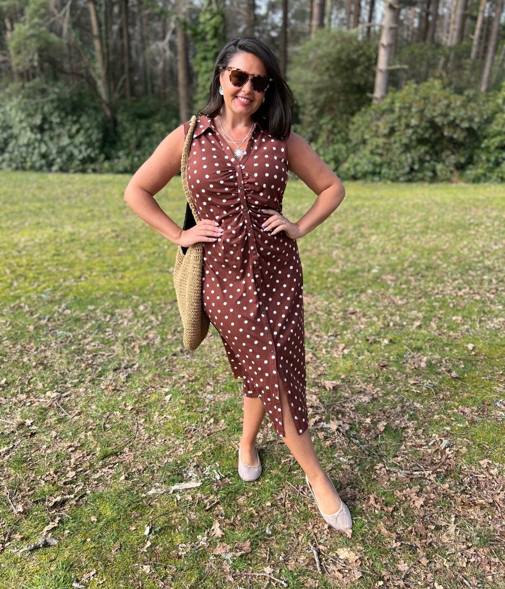 Paris Spot Sleeveless Midi Dress