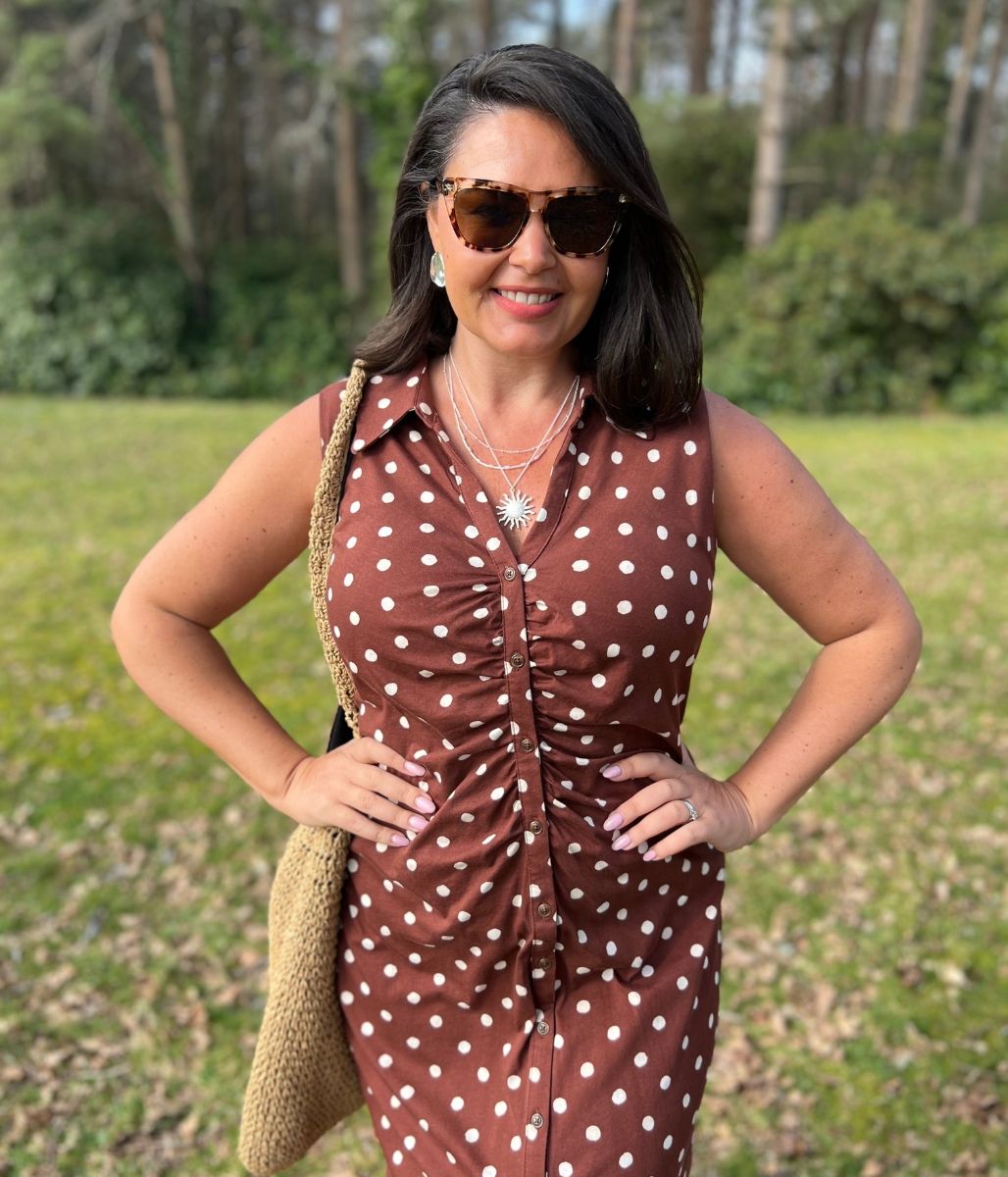 Paris Spot Sleeveless Midi Dress