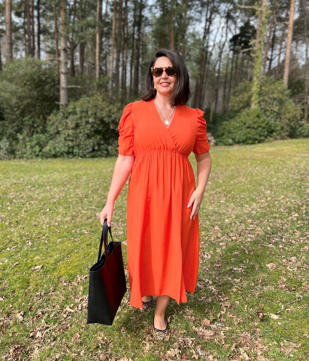 Orange Emily Midi Dress
