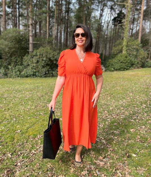 Orange Emily Midi Dress