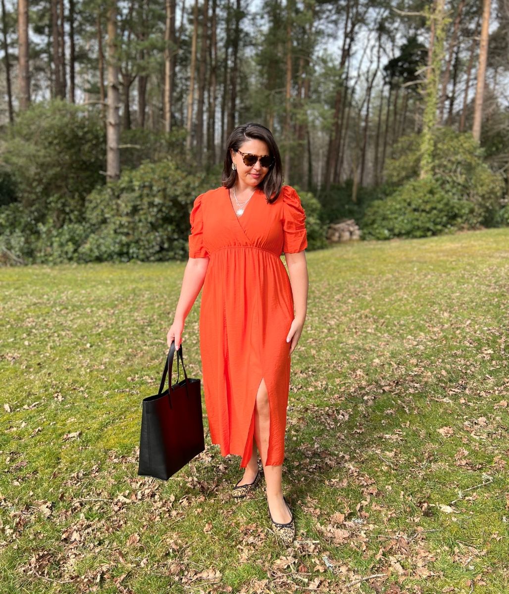 Orange Emily Midi Dress