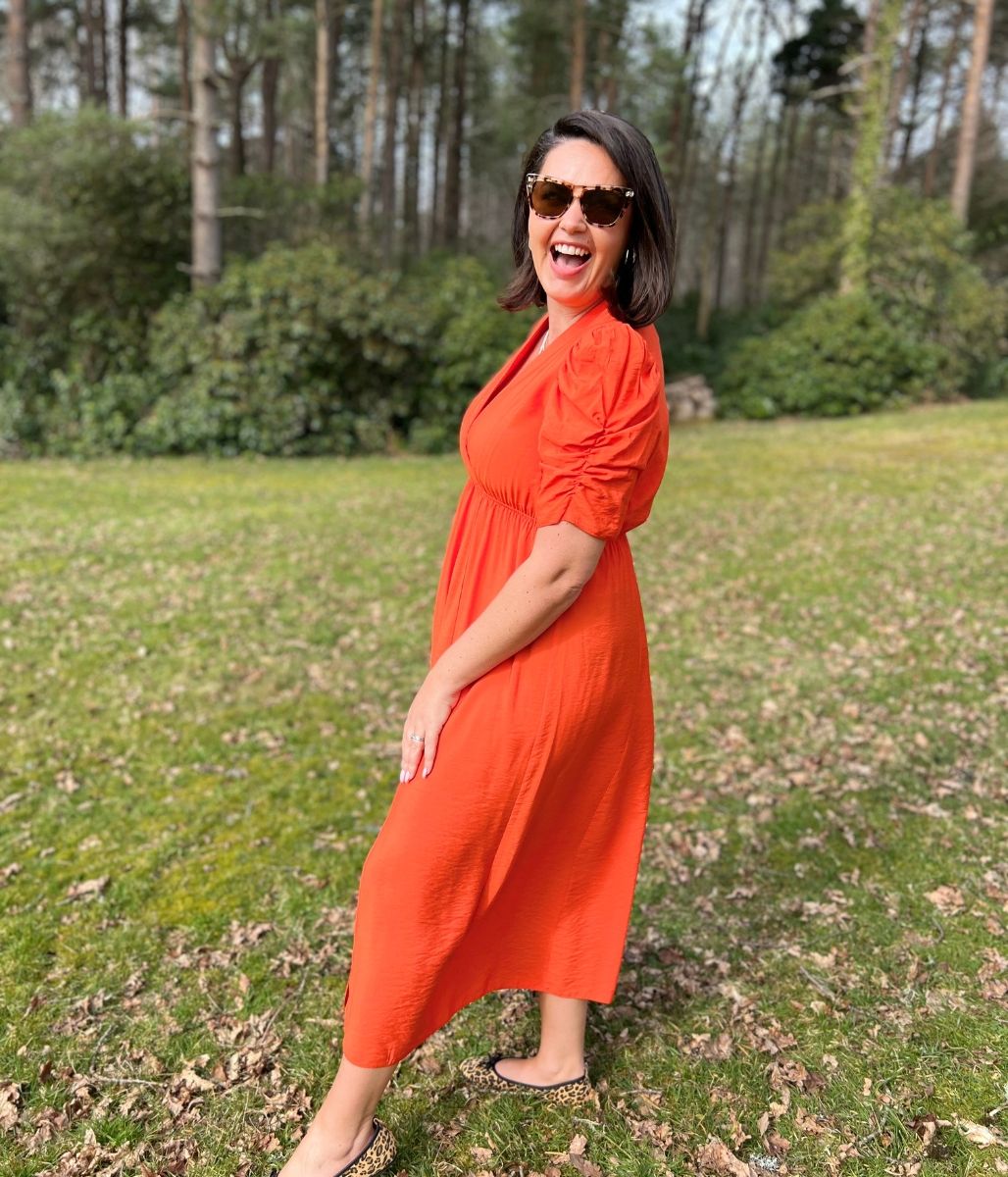 Orange Emily Midi Dress