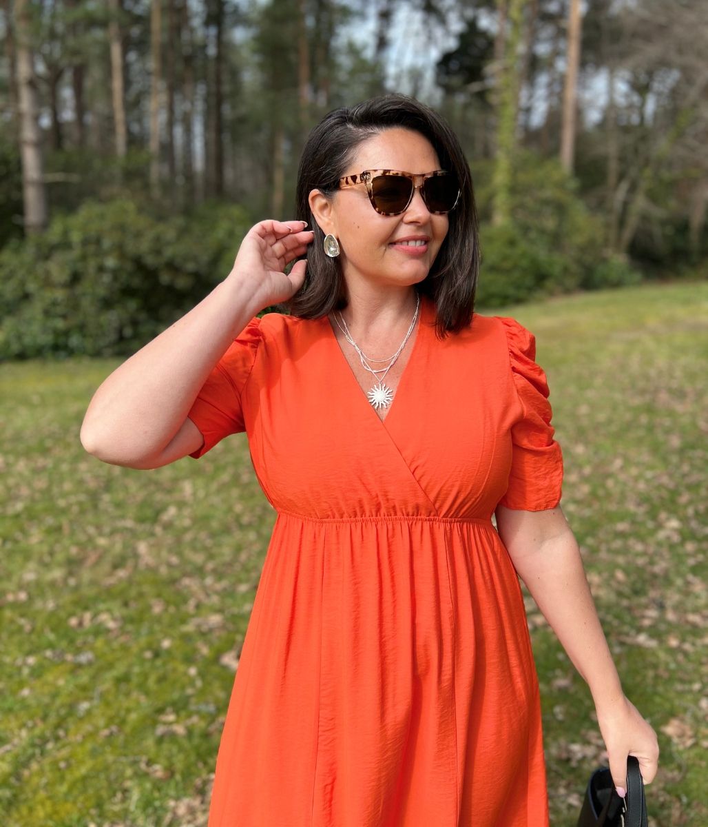 Orange Emily Midi Dress