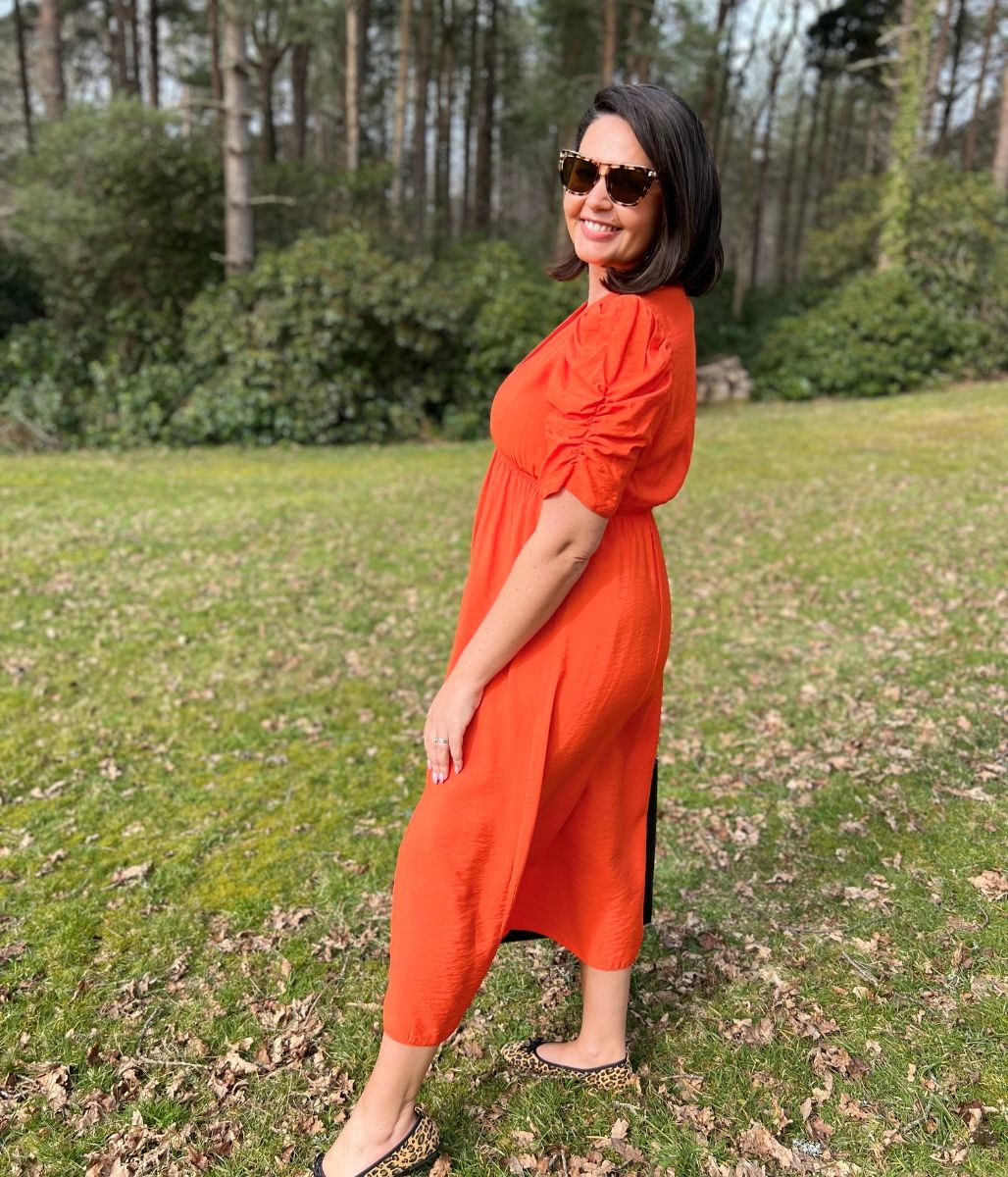 Orange Emily Midi Dress