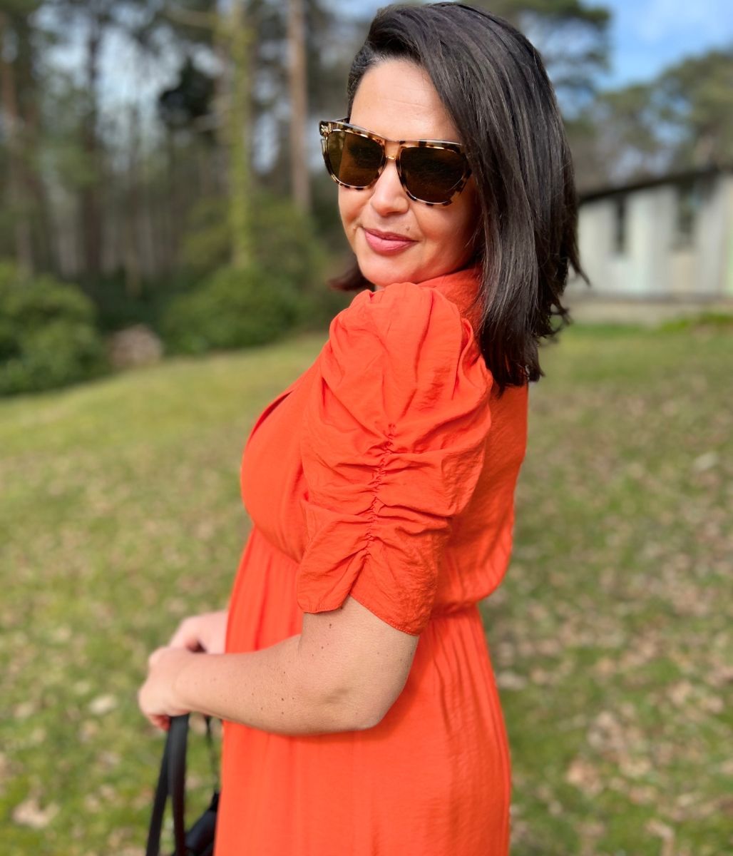 Orange Emily Midi Dress