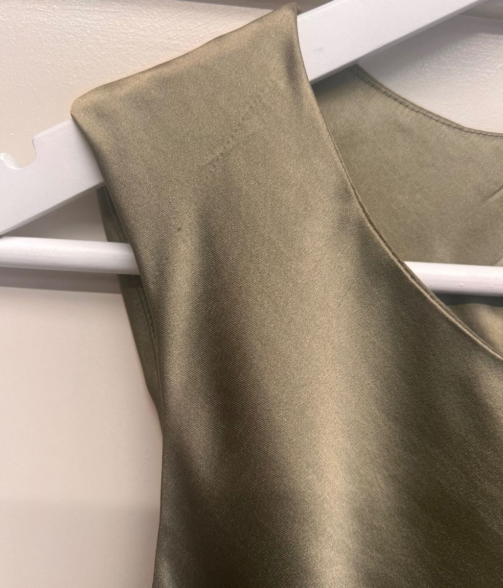 Sage Satin Sleeveless Dress - seconds