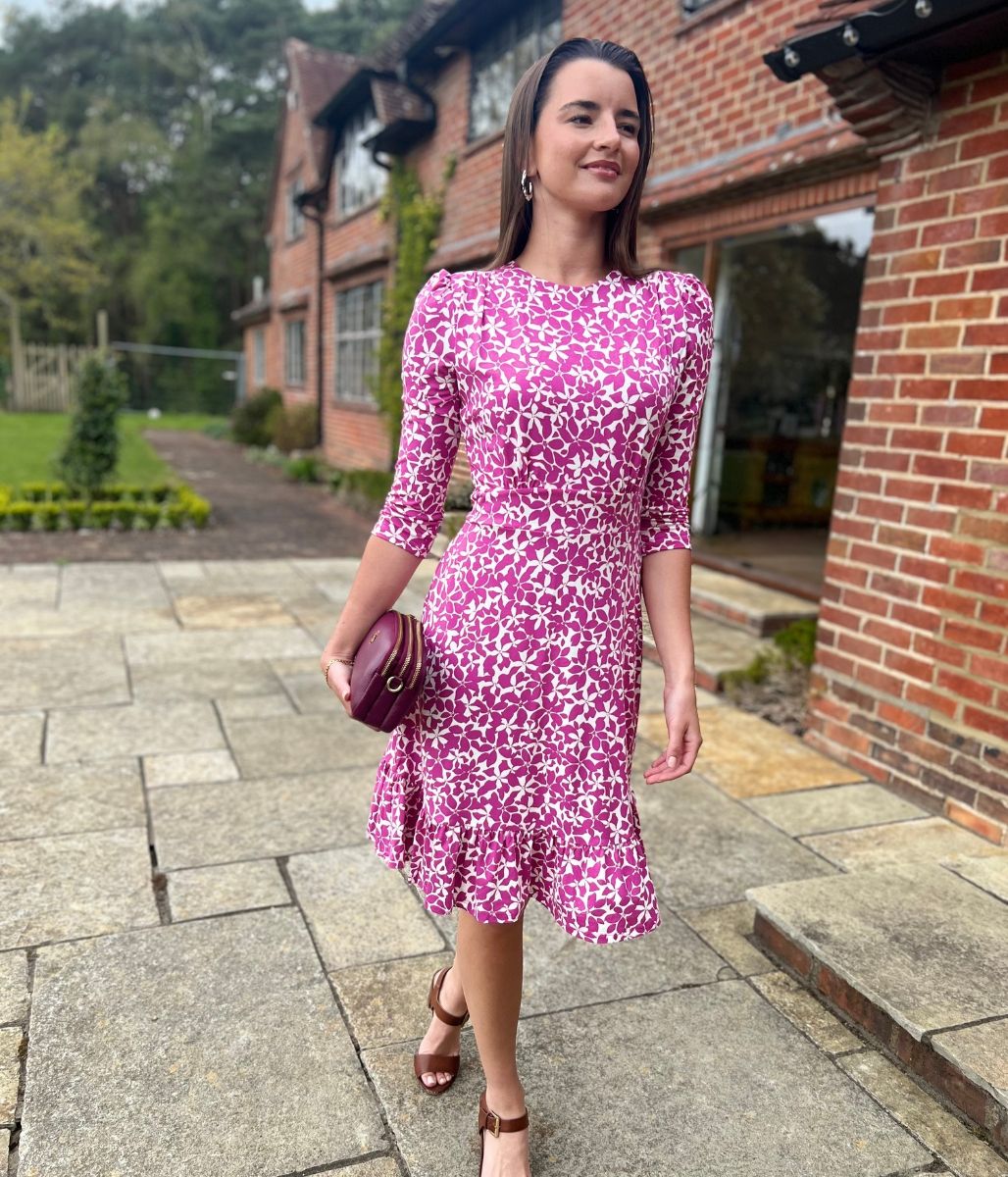 Pink Flower Print Ami Jersey Dress