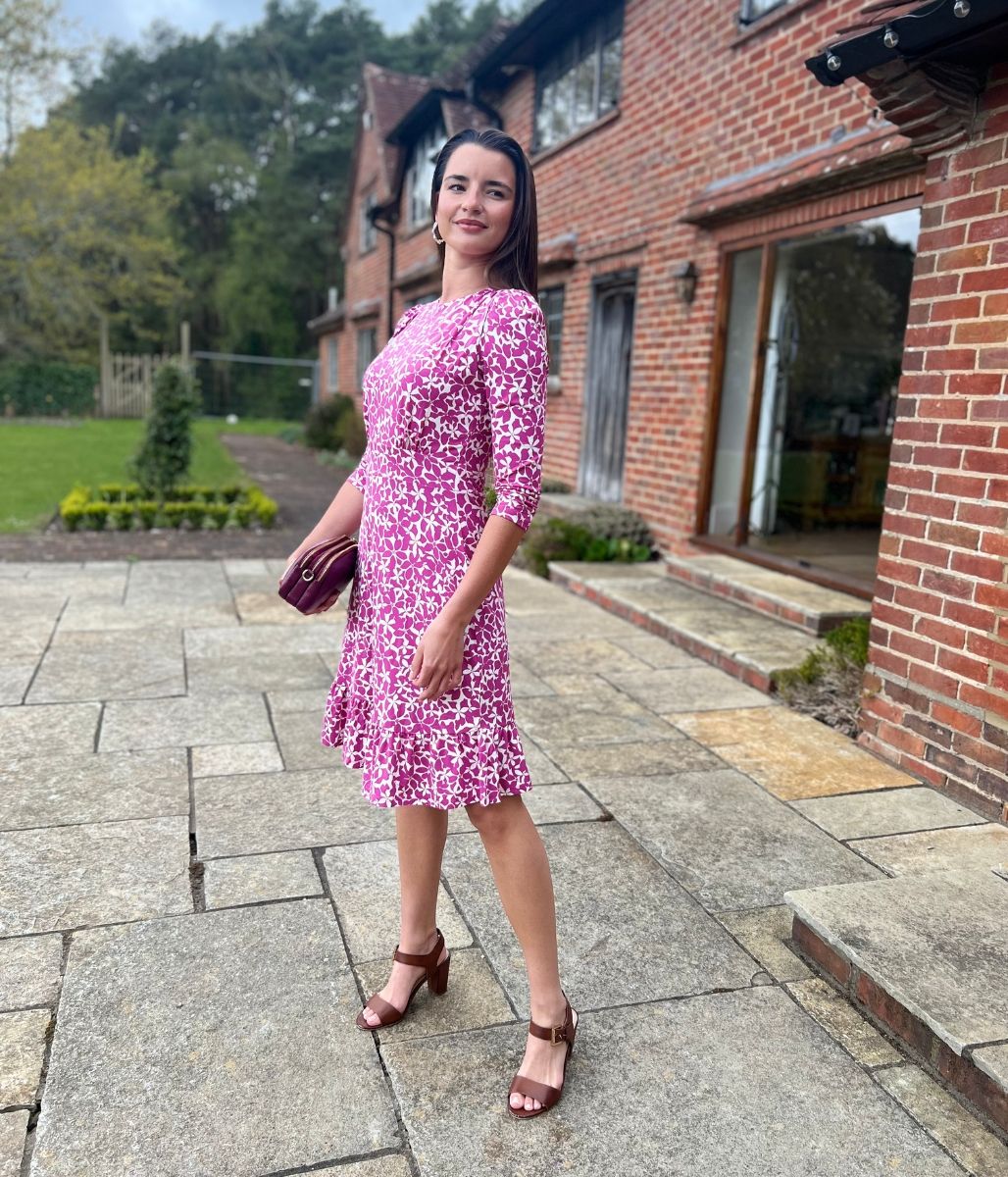 Pink Flower Print Ami Jersey Dress