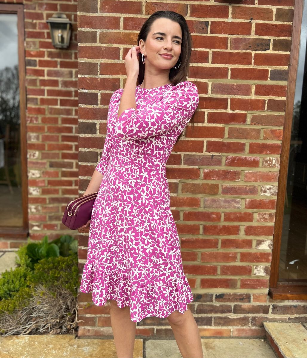 Pink Flower Print Ami Jersey Dress