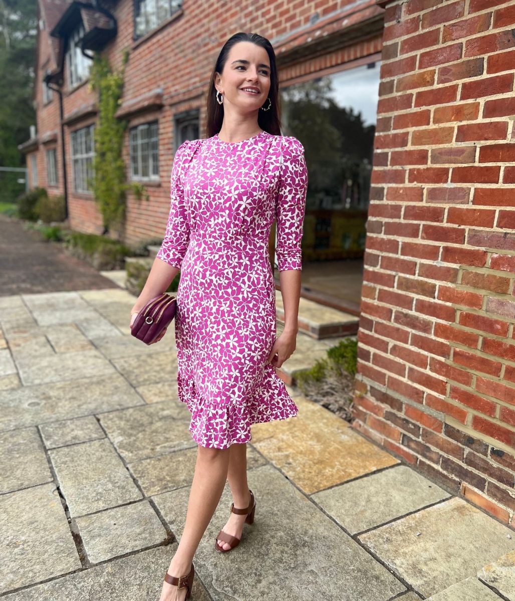 Pink Flower Print Ami Jersey Dress