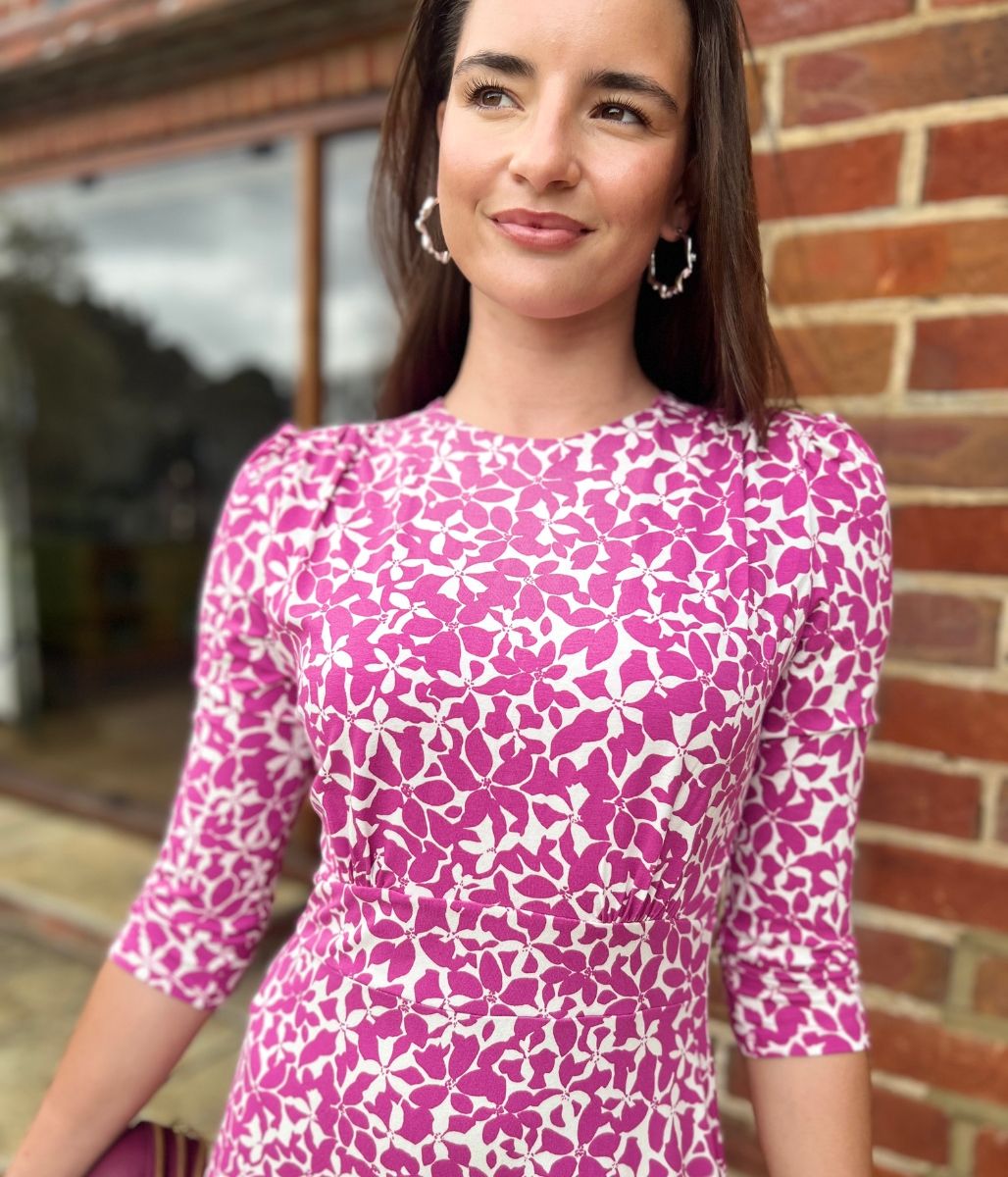 Pink Flower Print Ami Jersey Dress