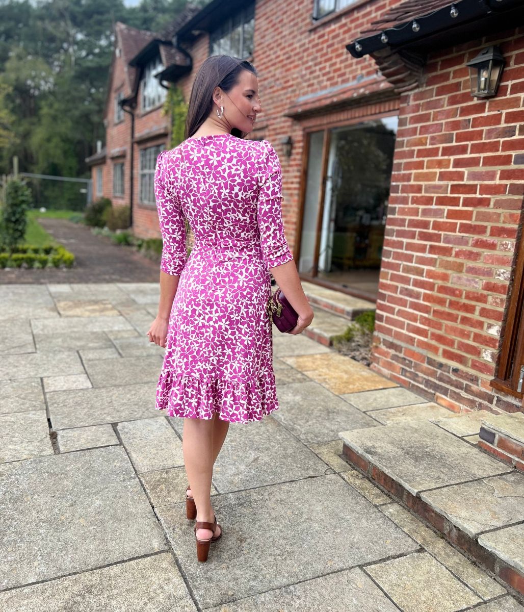Pink Flower Print Ami Jersey Dress