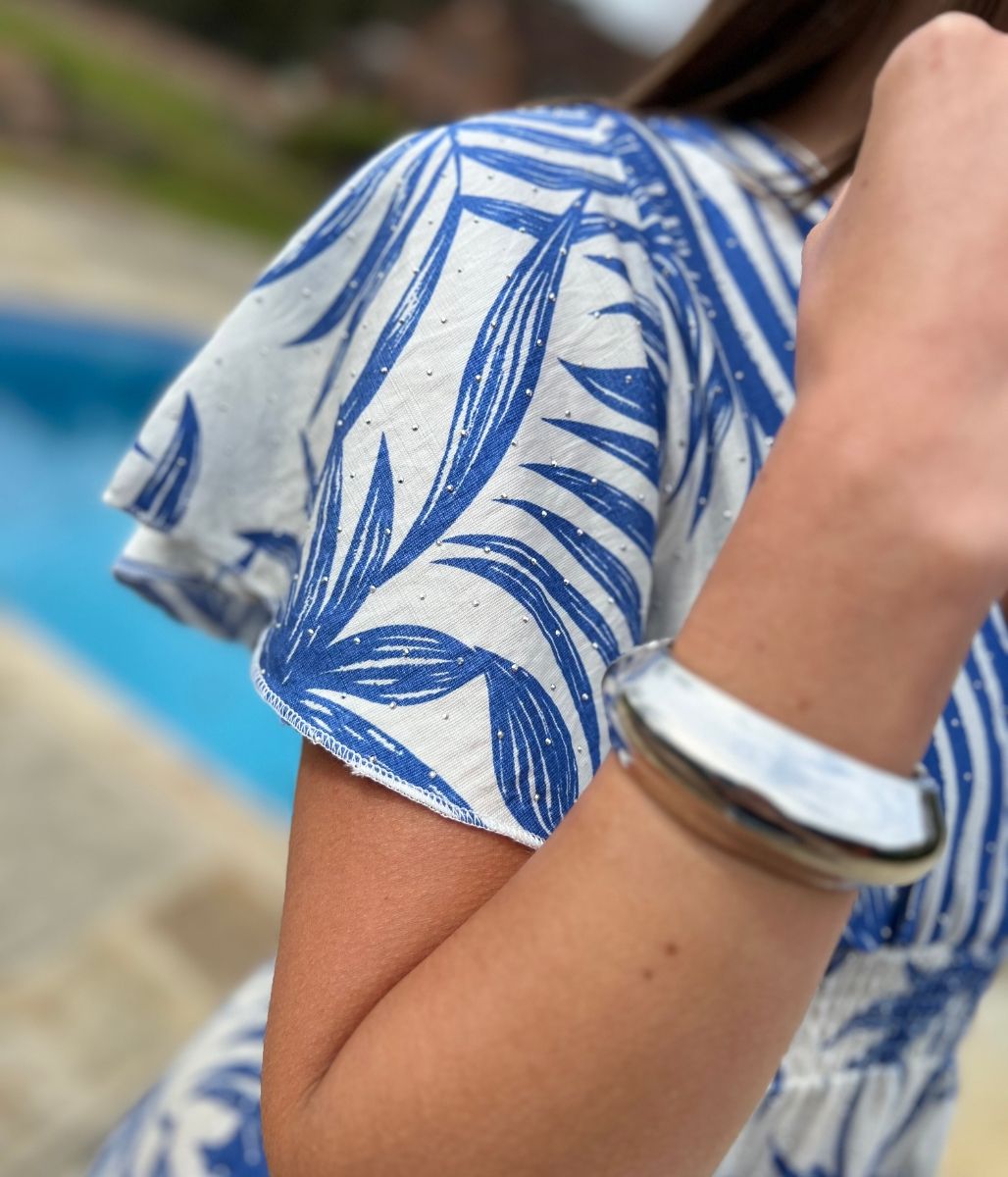 Blue Raya Tropical Print Sundress