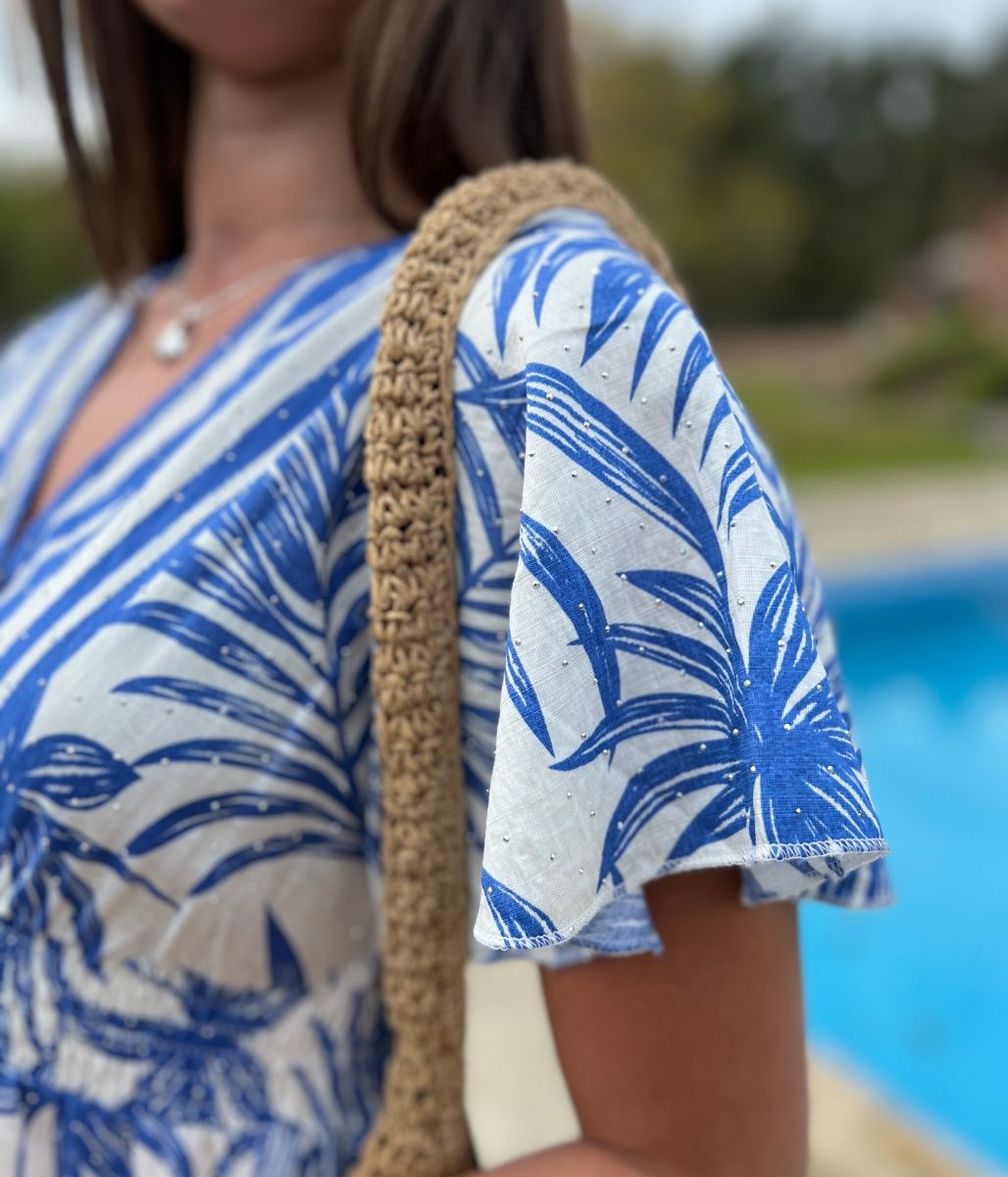 Blue Raya Tropical Print Sundress