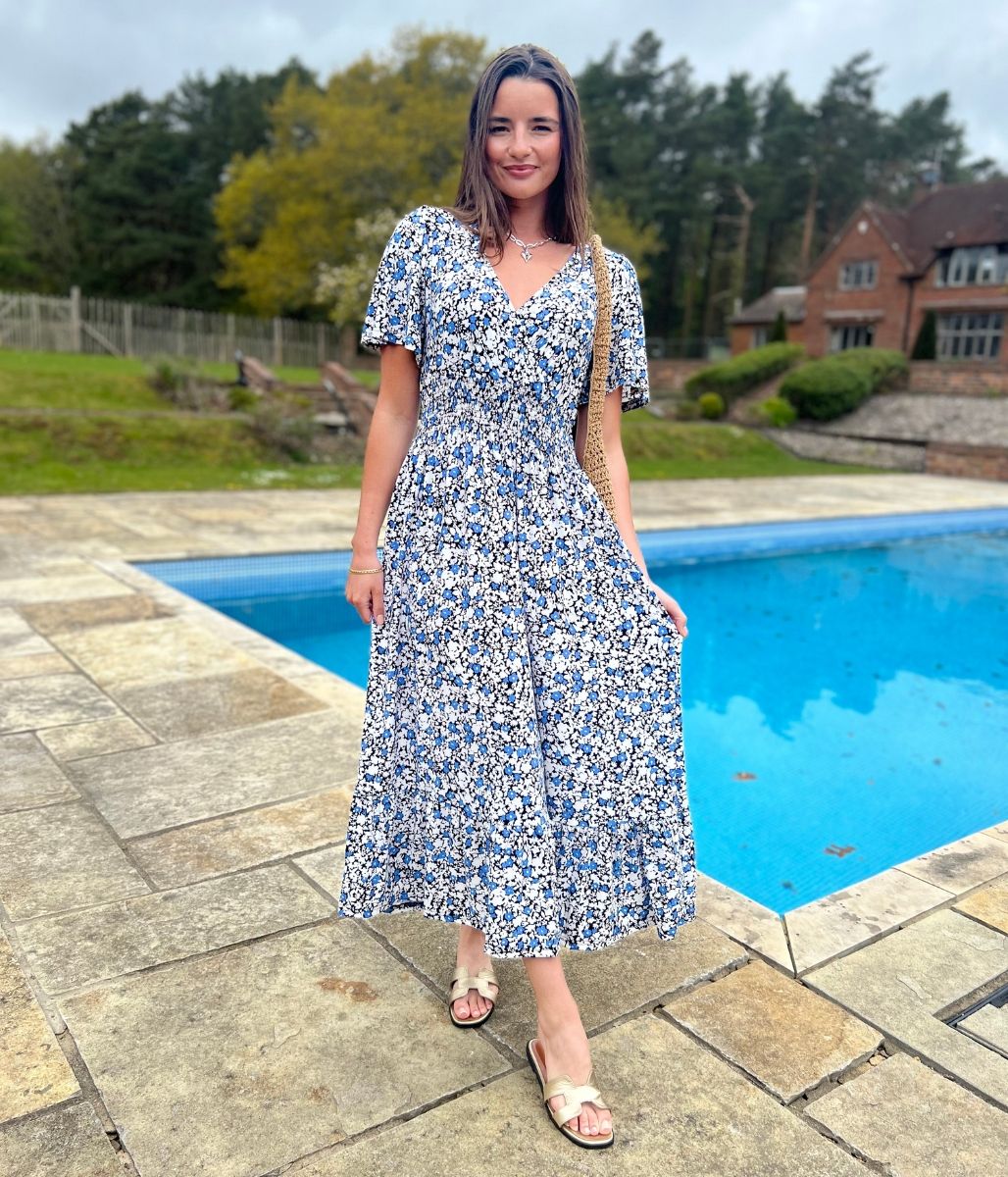 Lottie Flower Print Midi Dress