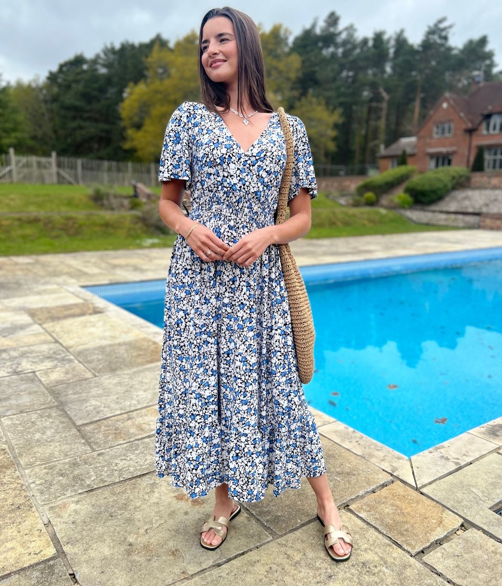 Lottie Flower Print Midi Dress