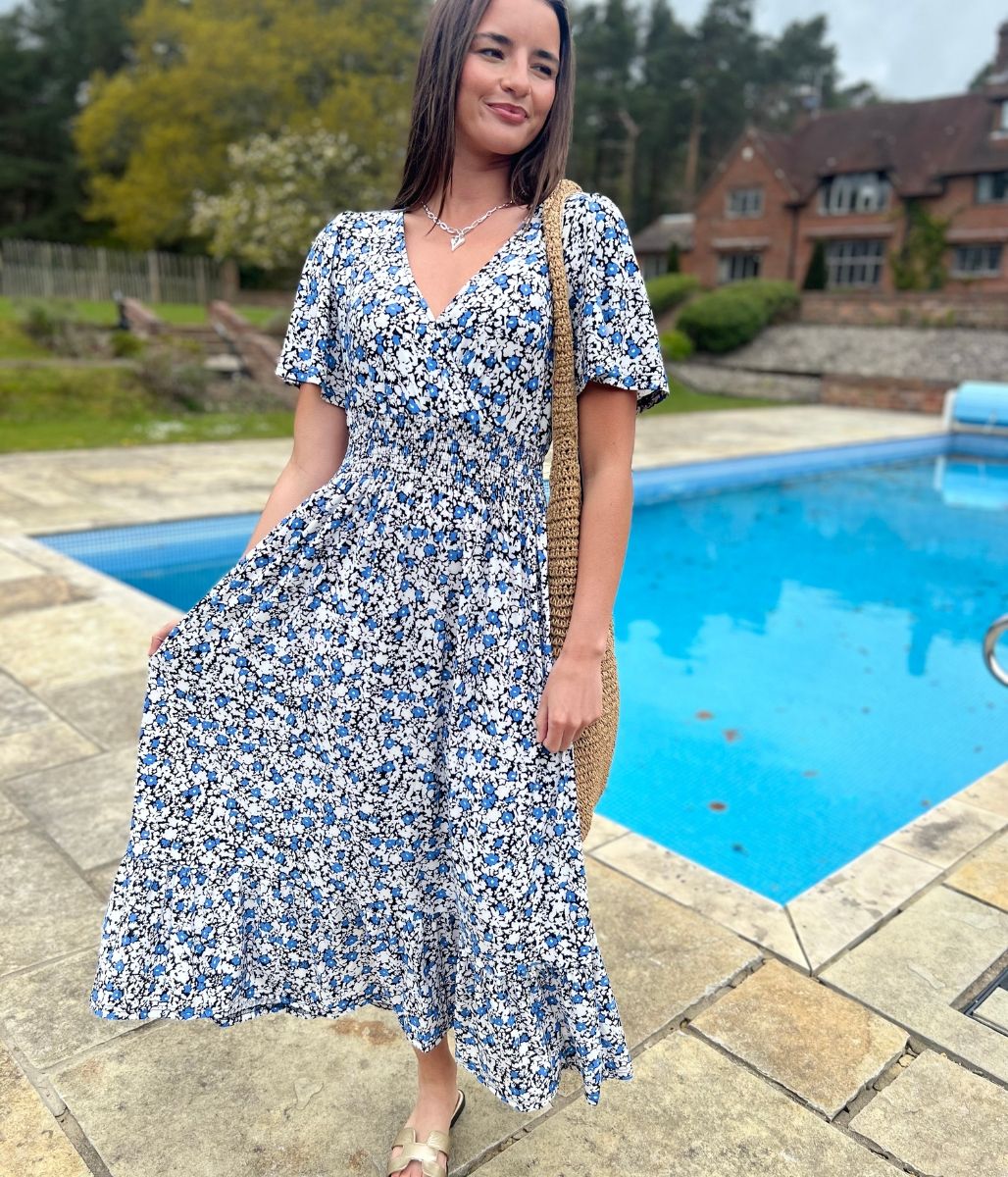 Lottie Flower Print Midi Dress
