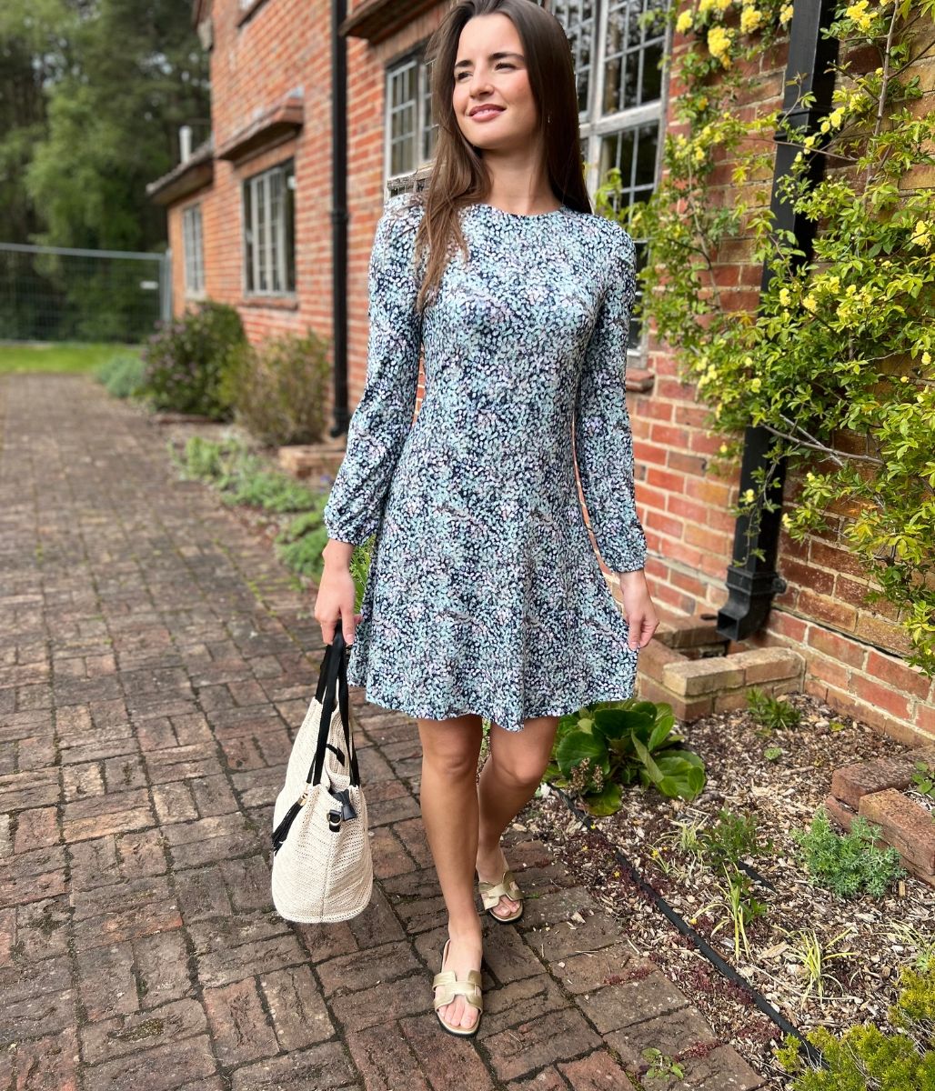 Abstract Print Jersey Skater Dress