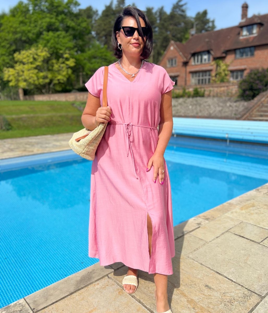 Pink Abbie Midi Dress