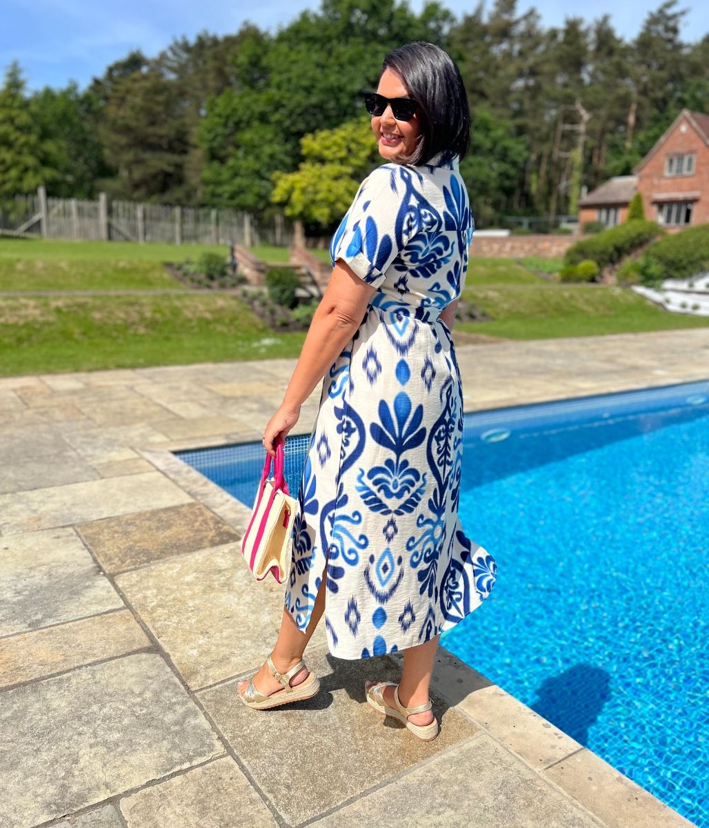 Blue Tuscany Ikat Midi Dress