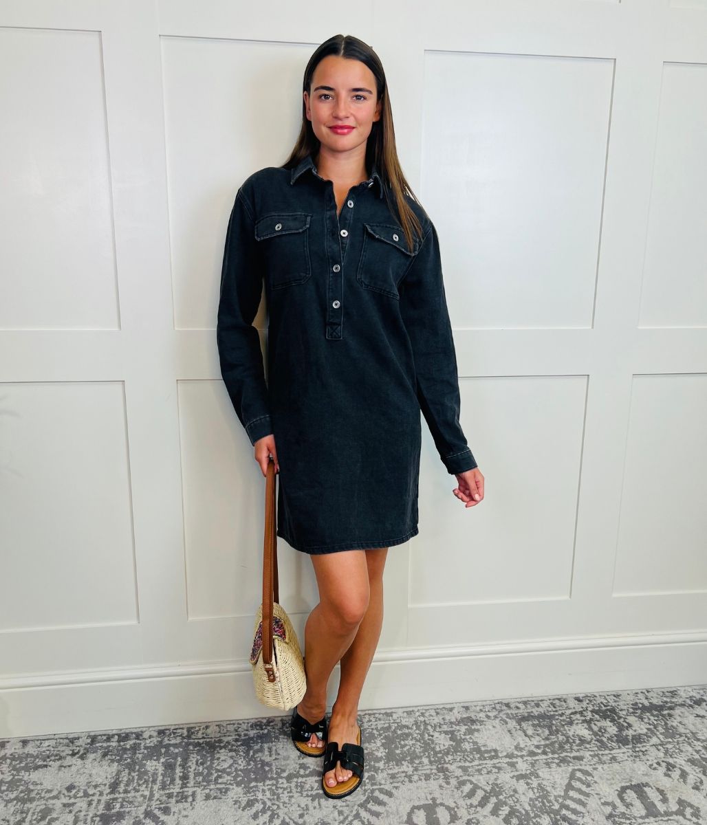 Charcoal Denim Shirt Dress