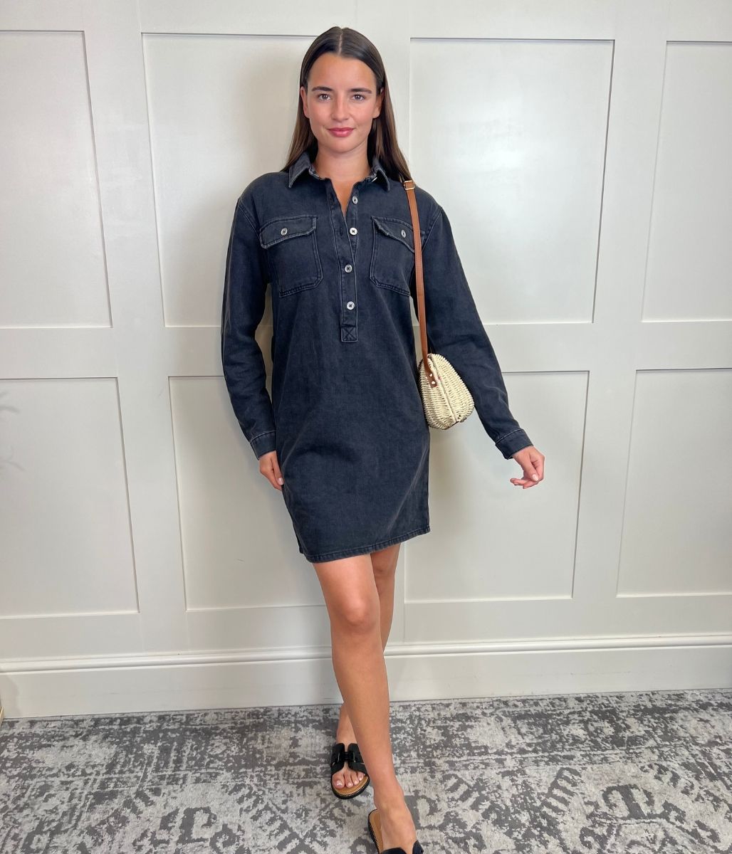 Charcoal Denim Shirt Dress