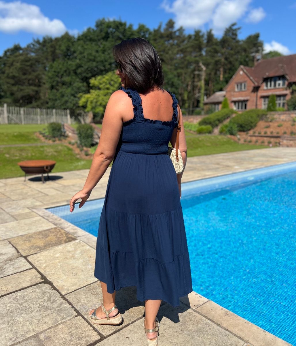 Navy Blue Smocked Sun dress