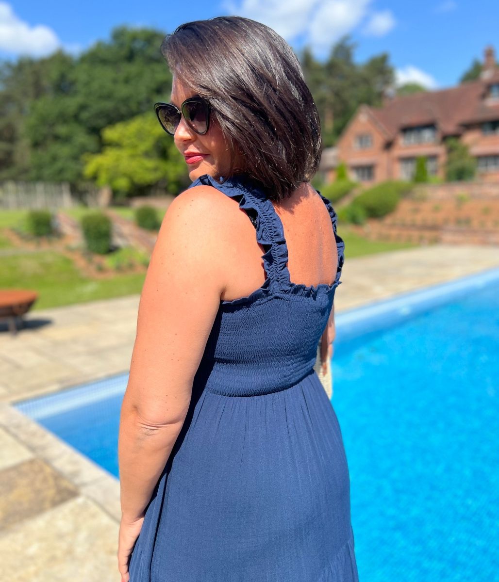 Navy Blue Smocked Sun dress