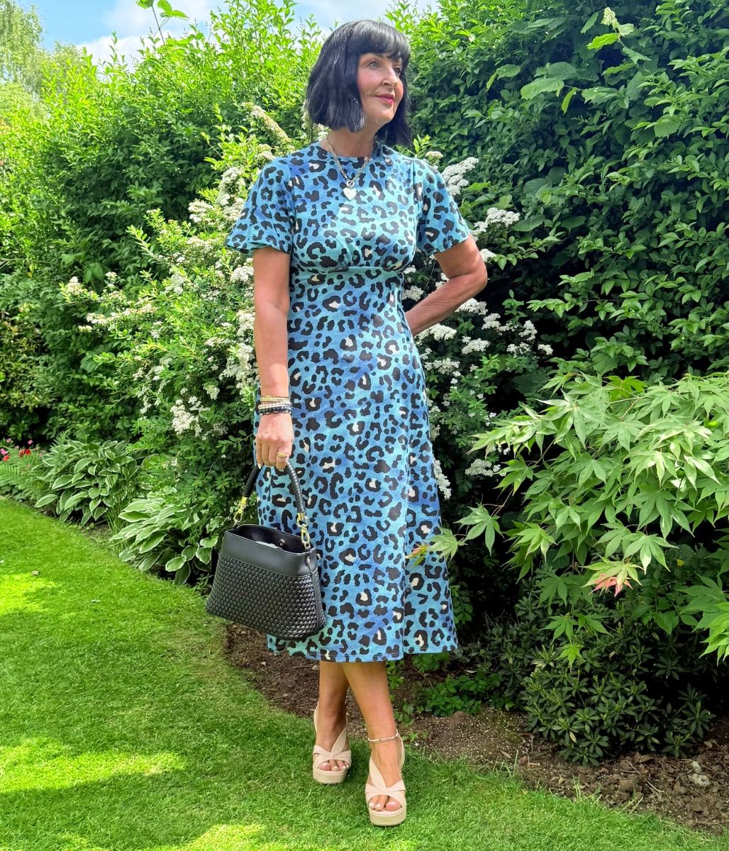 Blue Leopard Print Kate Midi Dress